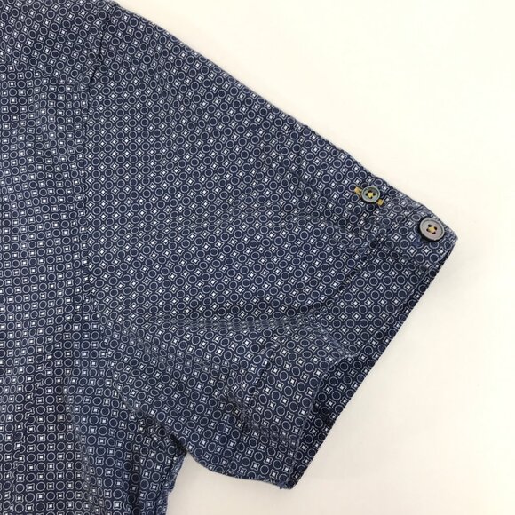 Ted Baker London Short Sleeve Button Down Shirt Men's Small Blue Geometric - Picture 12 of 12